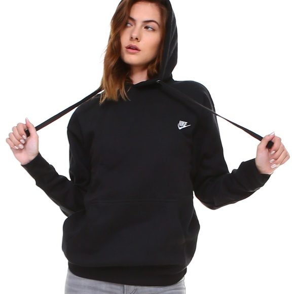 NEW UNISEX NIKE BLACK CLASSIC LOGO PULLOVER HOODIE - Picture 5 of 7